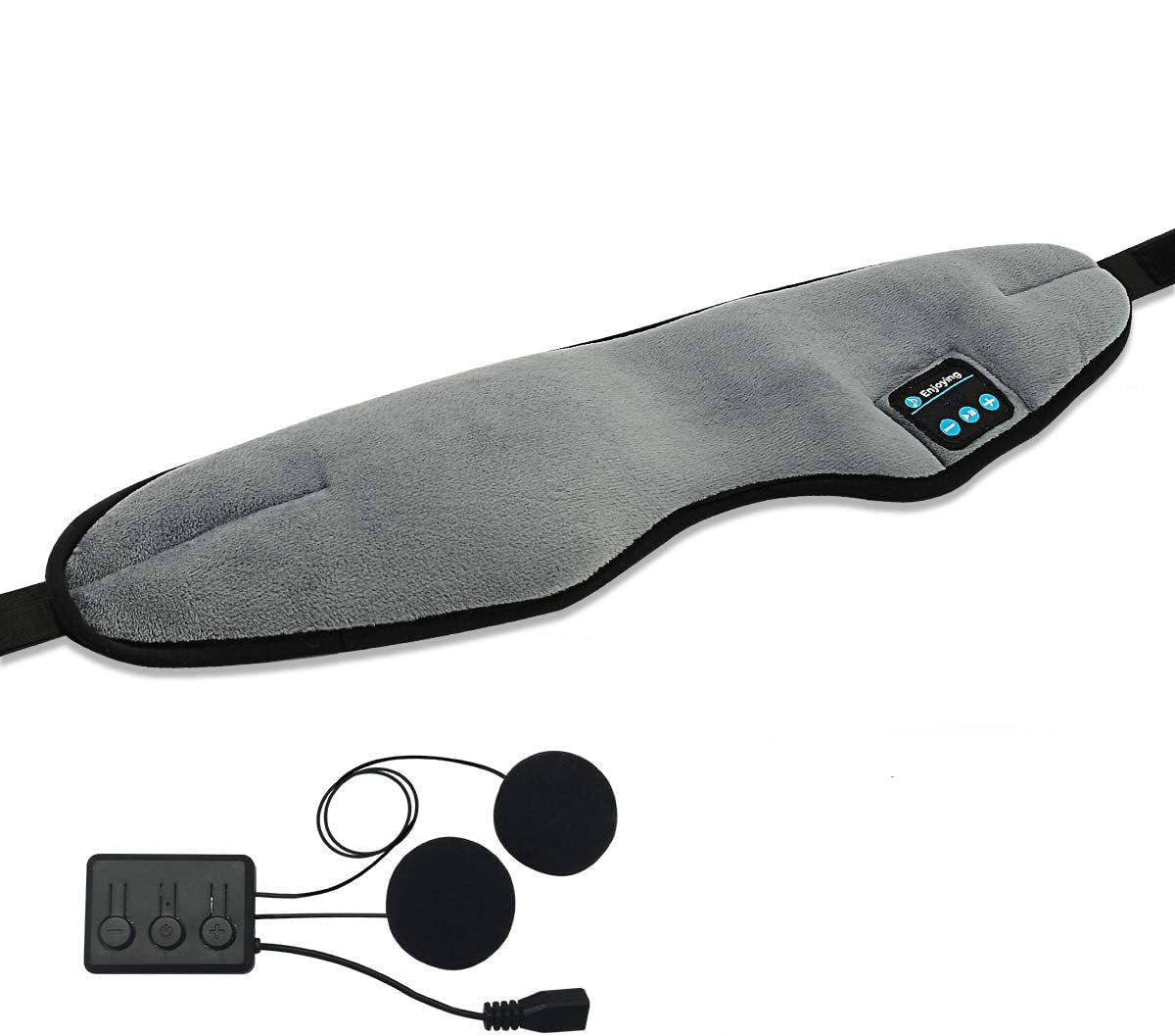 Wireless Sleep Mask,Skeyeol Sleep Headphones,Adjustable&Washable Music Travel Sleeping Headset with Built-In Speakers Microphone Hands-Free for Air Travel,Siesta and Sleeping Grey